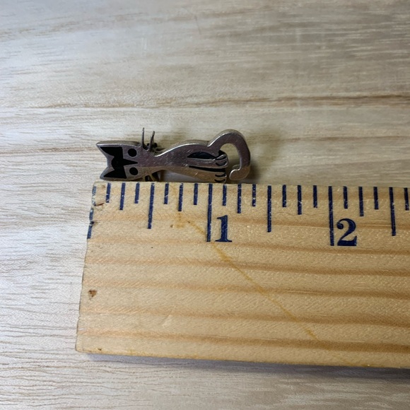 Vintage Taxco sterling enamel modern cat pin - Picture 5 of 6